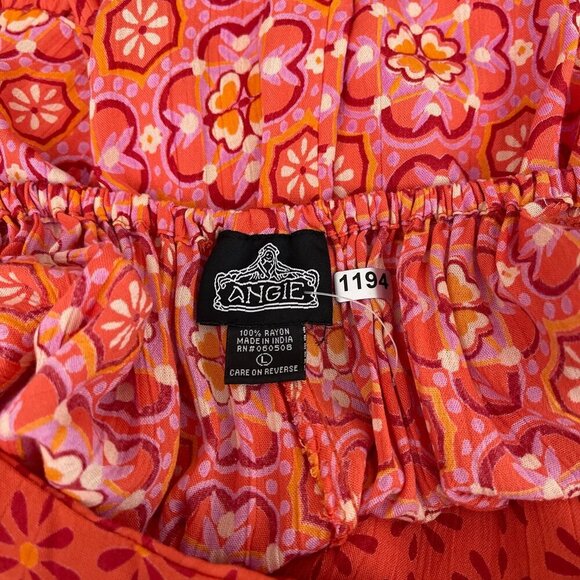 Angie Floral Sundress Sleeveless Tie-Back Adjustable Ruffled Hem Womens Size L - Picture 7 of 10